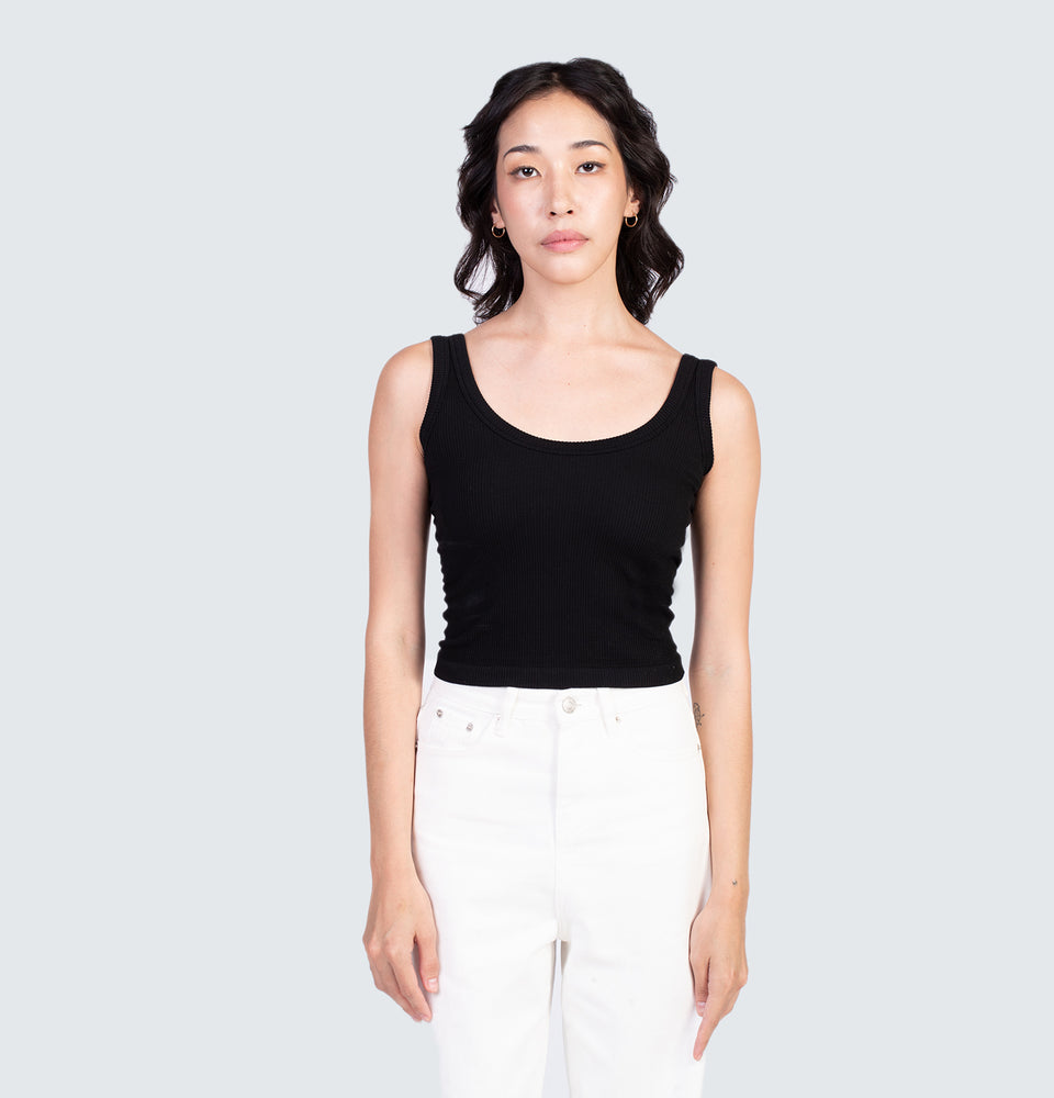 Shea Sleeveless Top with Pads Black