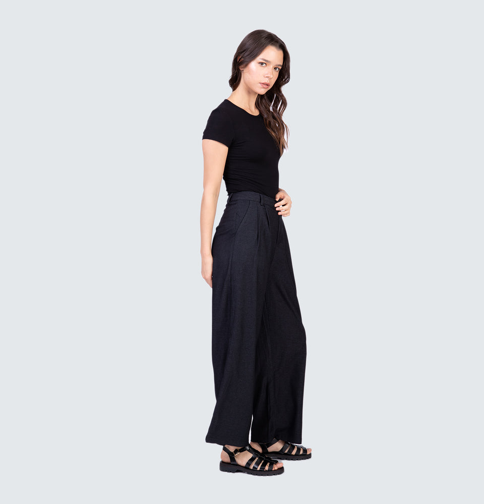 Talia Wide Leg Black Trousers
