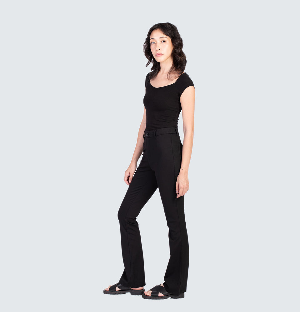 Square neck Short Sleeve Crop Top Black