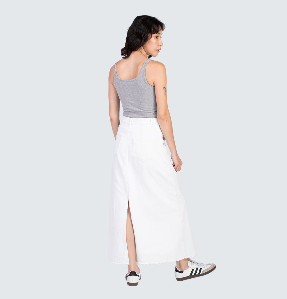 Lane Denim Washed Maxi Skirt