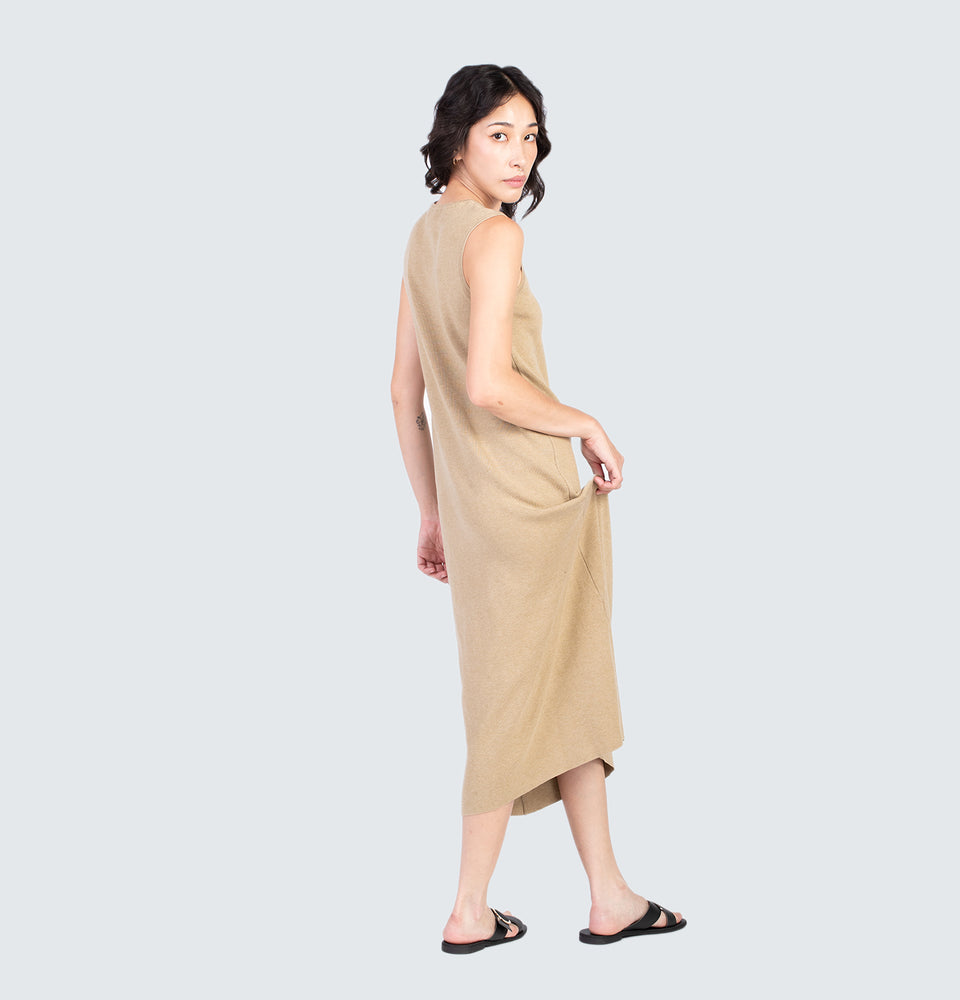 Avery Knitted Maxi Dress Beige