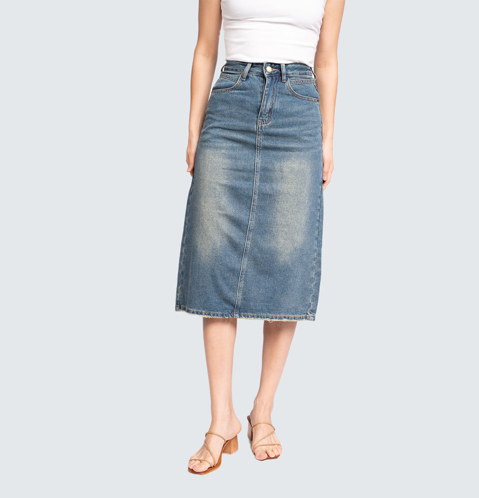 June Denim Midi Skirt