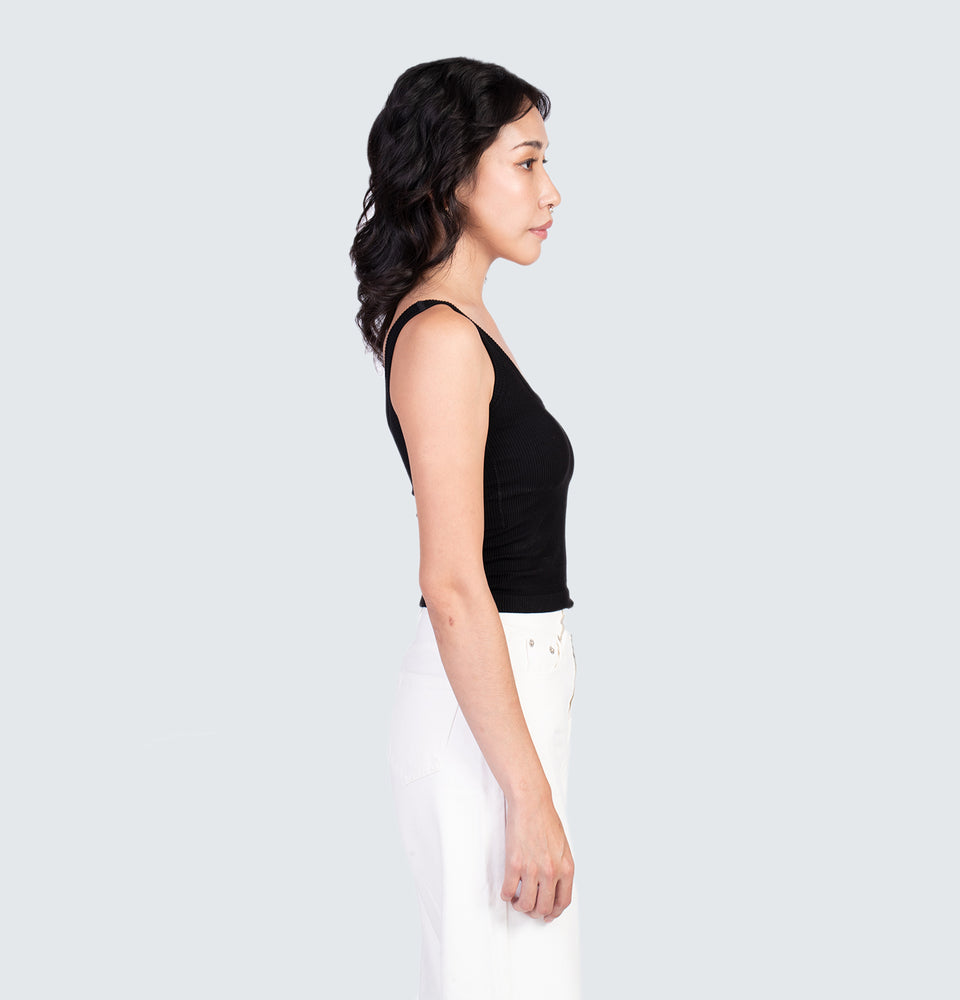 Shea Sleeveless Top with Pads Black
