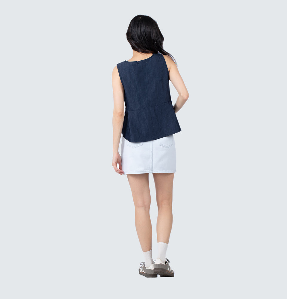 Caddel Blue Tie Top