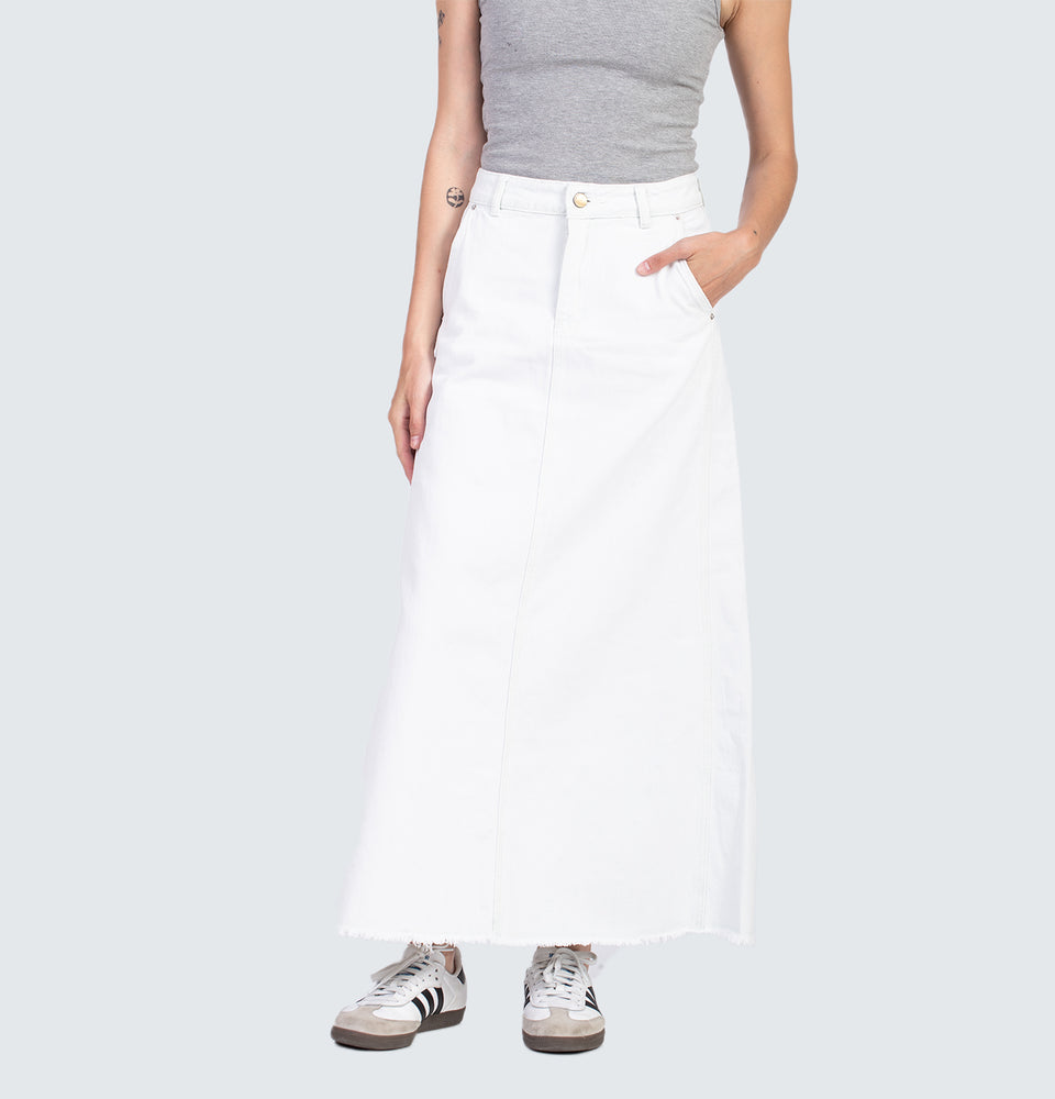 Lane Denim Washed Maxi Skirt