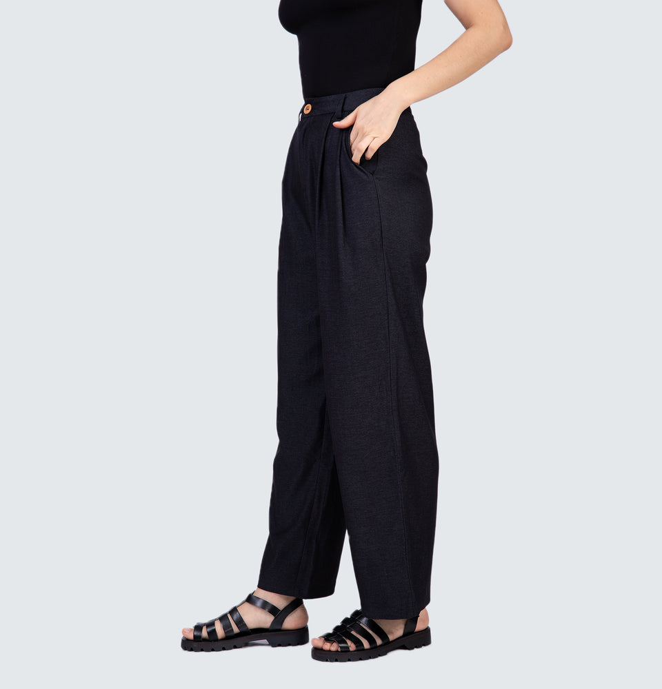 Talia Wide Leg Black Trousers