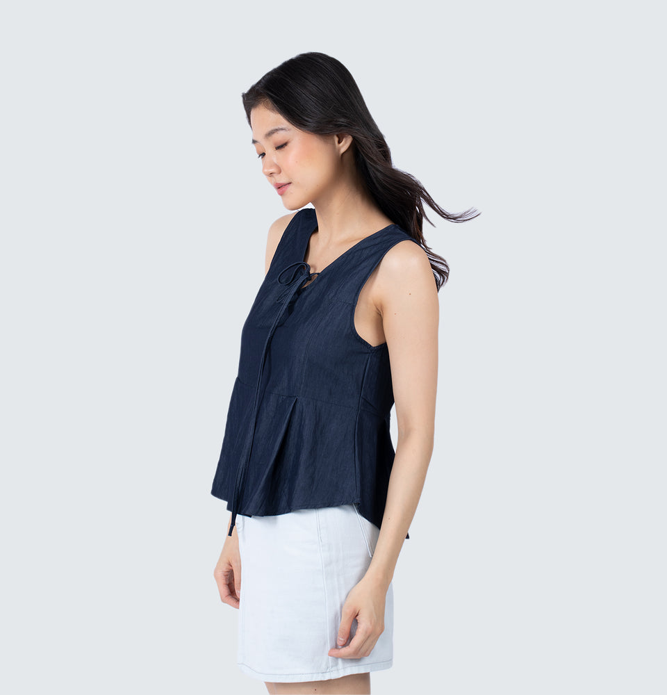 Caddel Blue Tie Top