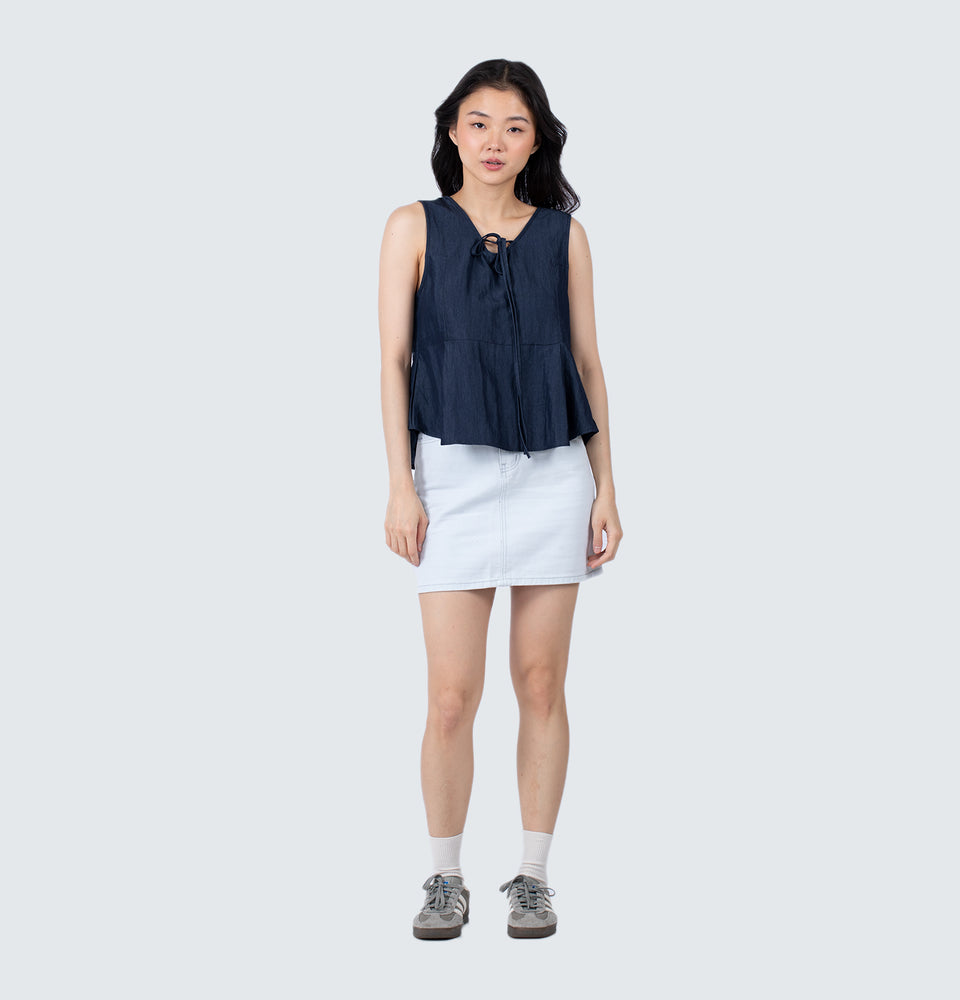 Caddel Blue Tie Top