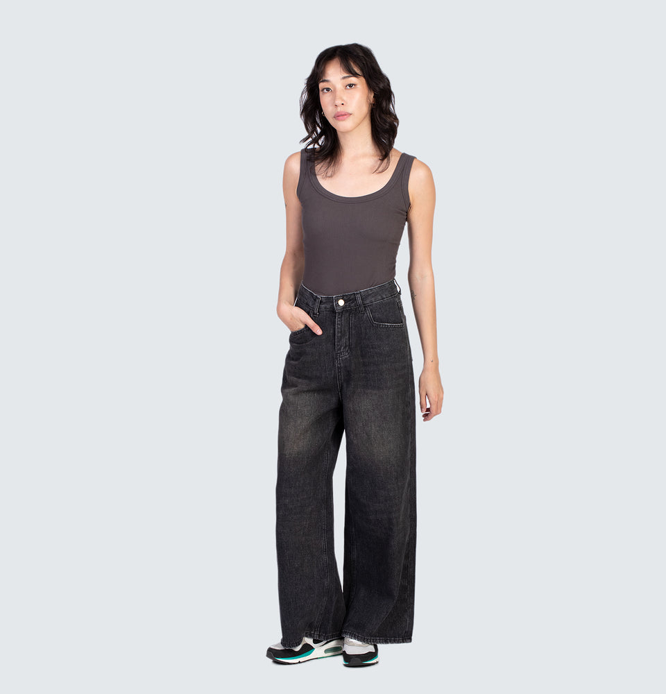 Shea Sleeveless Top with Pads Dark Grey