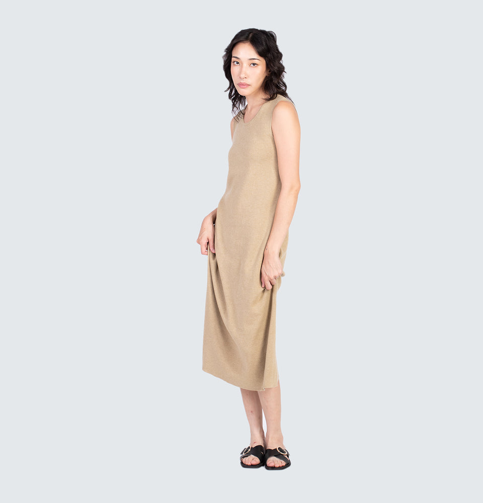 Avery Knitted Maxi Dress Beige