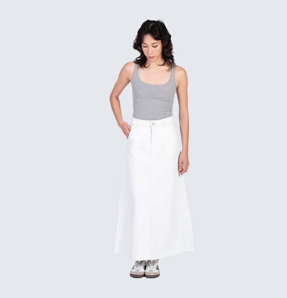 Lane Denim Washed Maxi Skirt