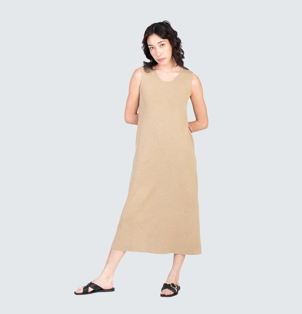 Avery Knitted Maxi Dress Beige