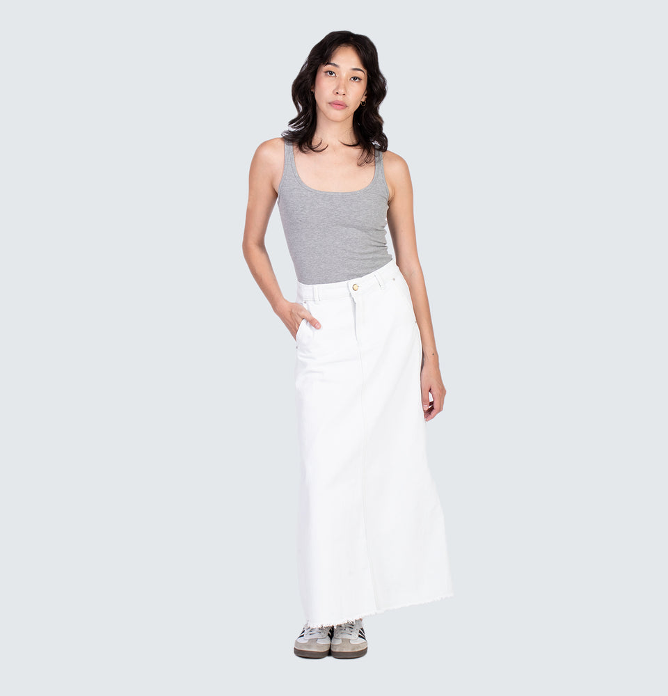 Lane Denim Washed Maxi Skirt