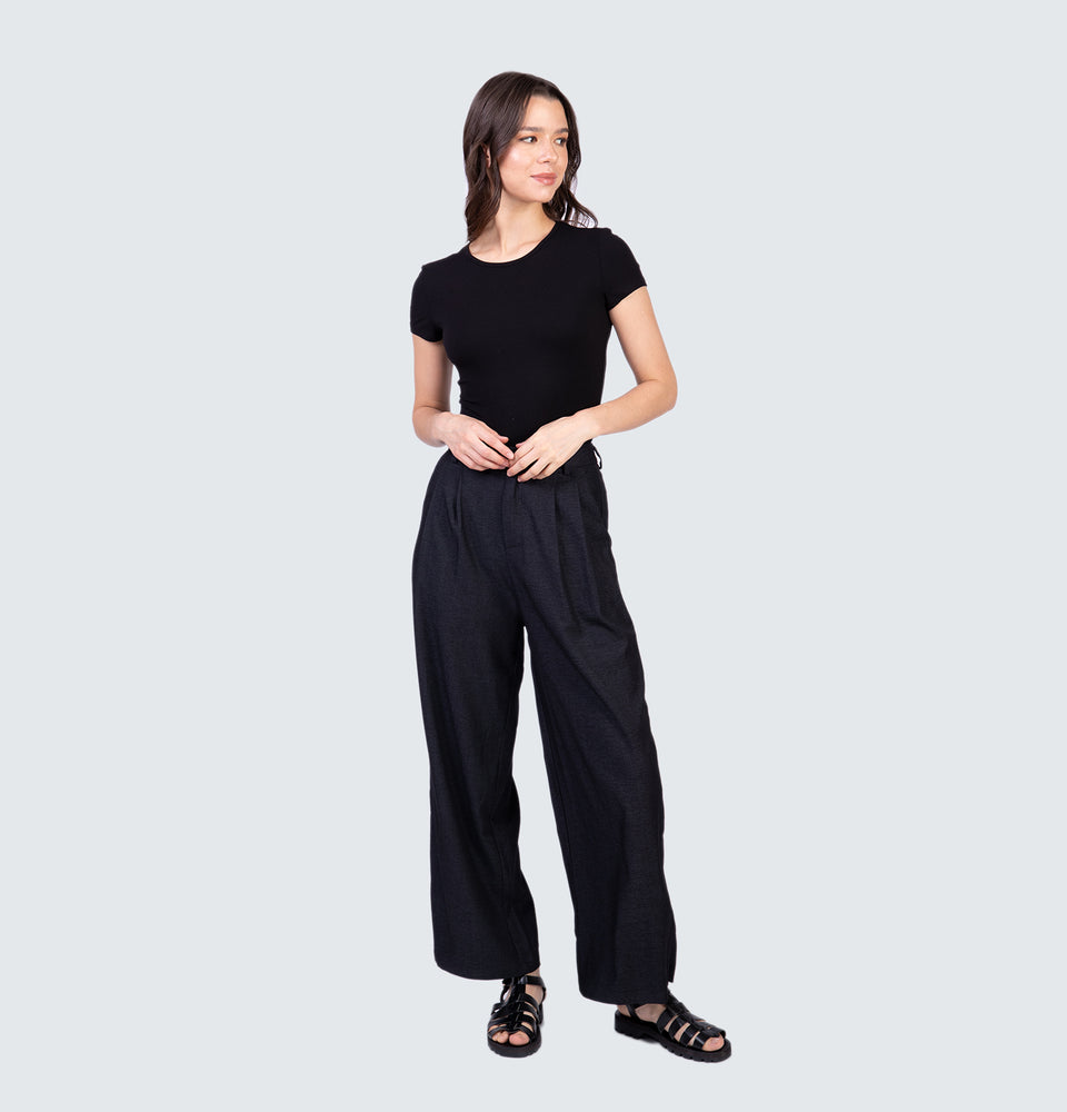 Talia Wide Leg Black Trousers