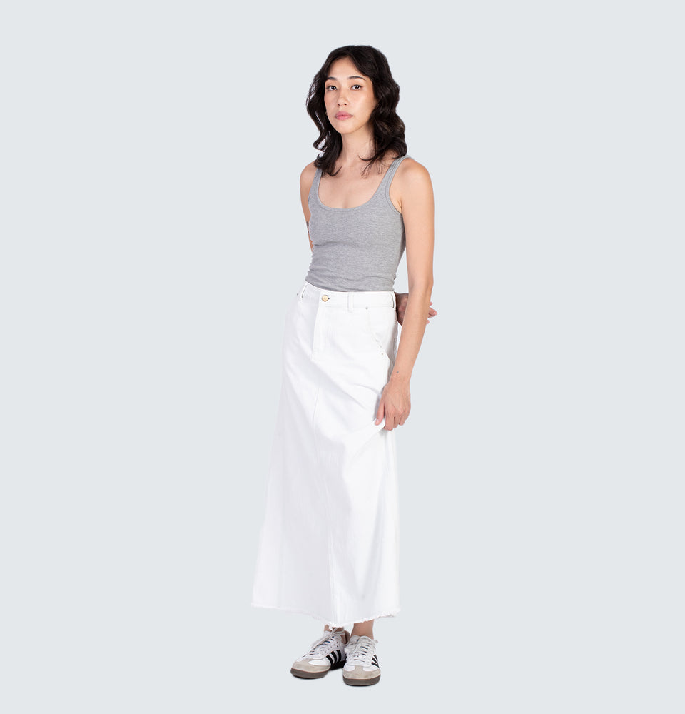 Lane Denim Washed Maxi Skirt