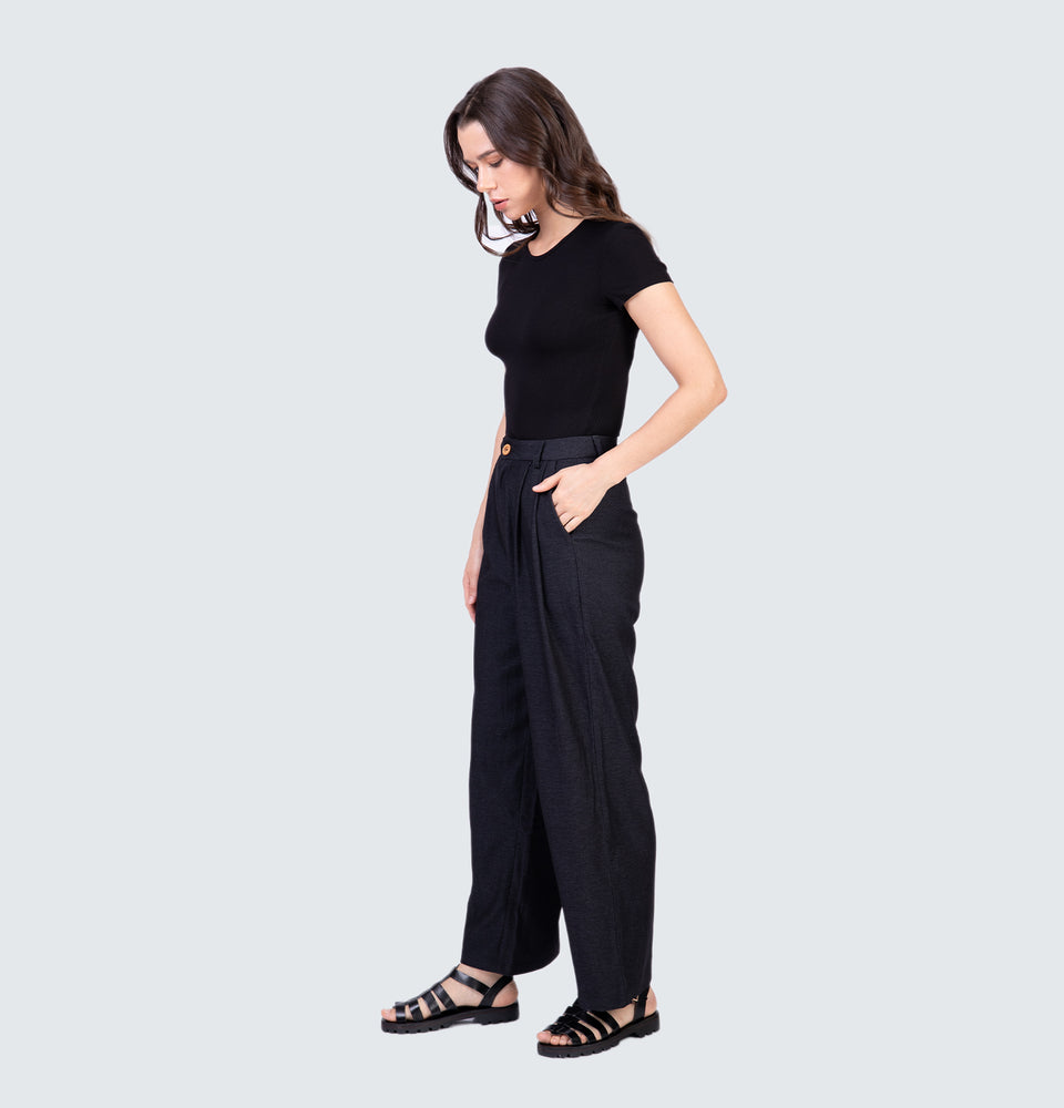 Talia Wide Leg Black Trousers