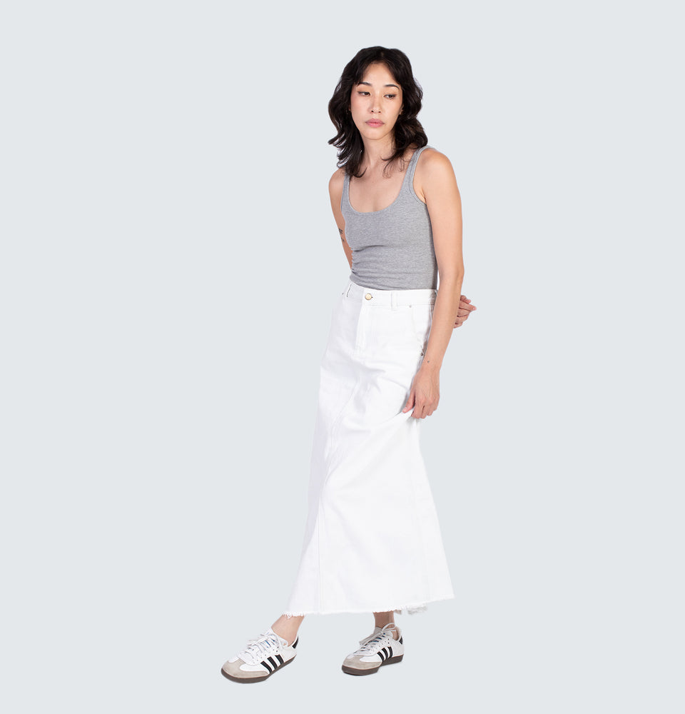 Lane Denim Washed Maxi Skirt