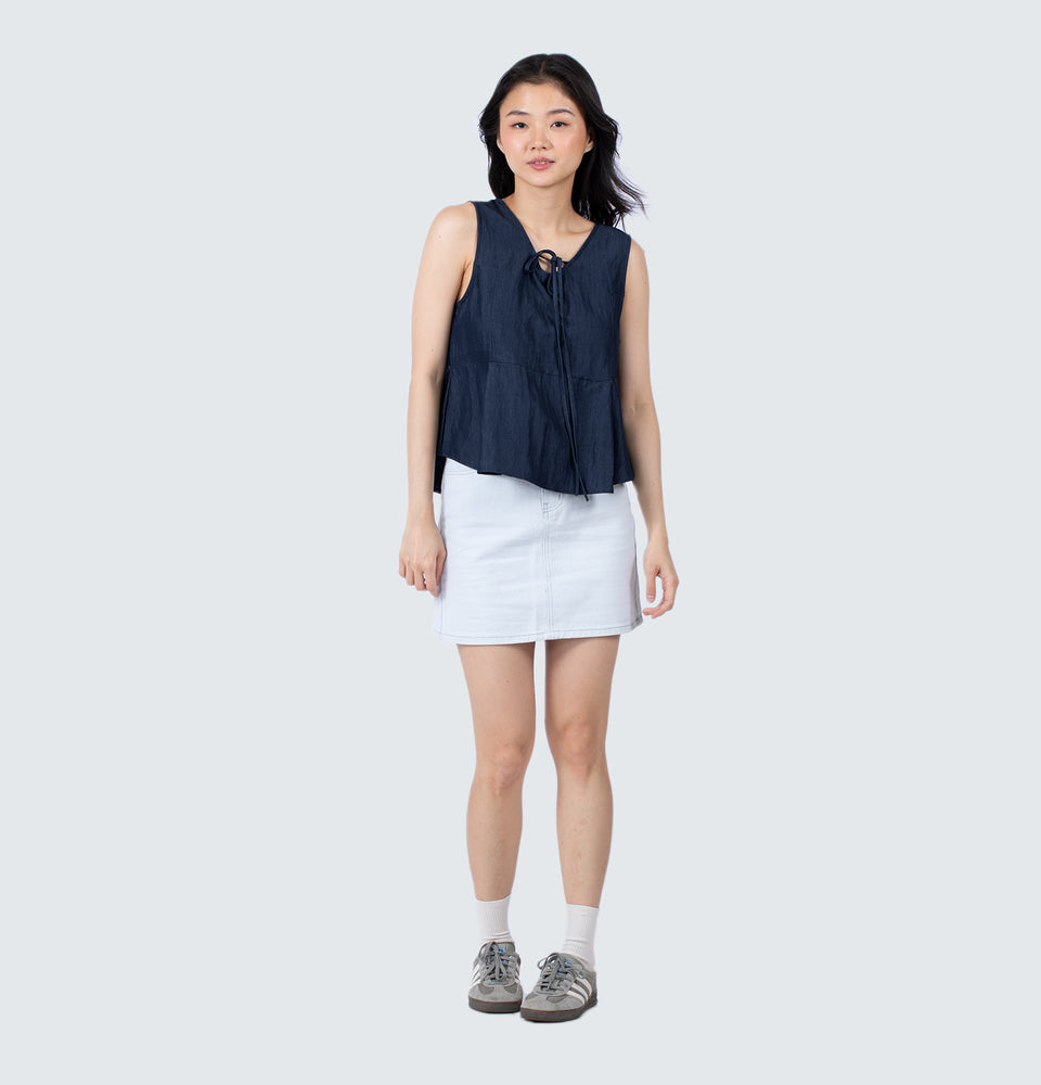 Caddel Blue Tie Top
