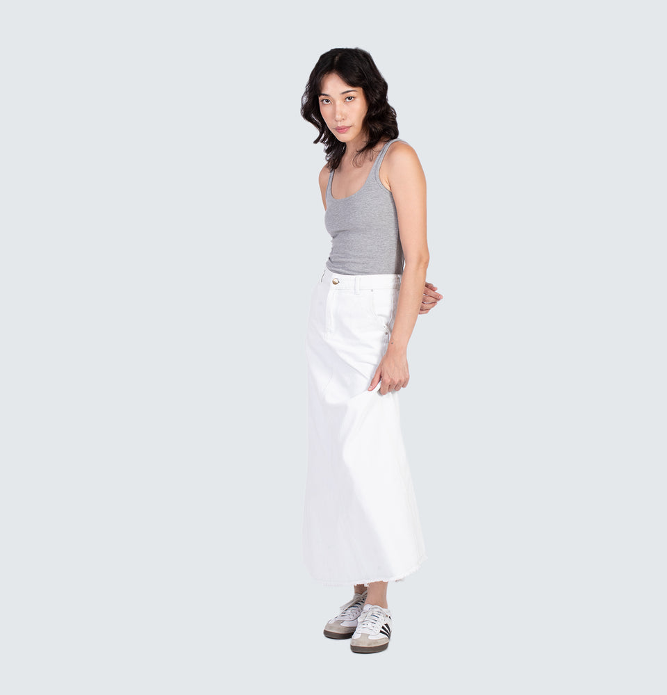 Lane Denim Washed Maxi Skirt