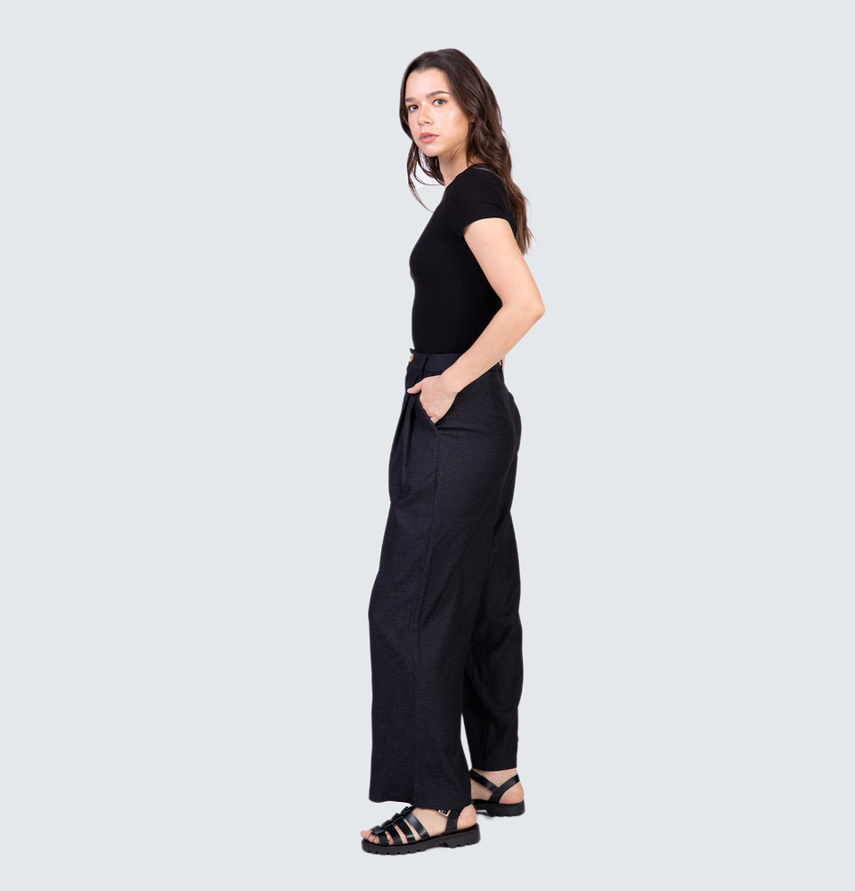 Talia Wide Leg Black Trousers