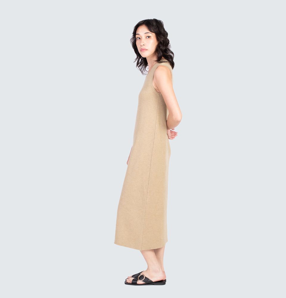 Avery Knitted Maxi Dress Beige