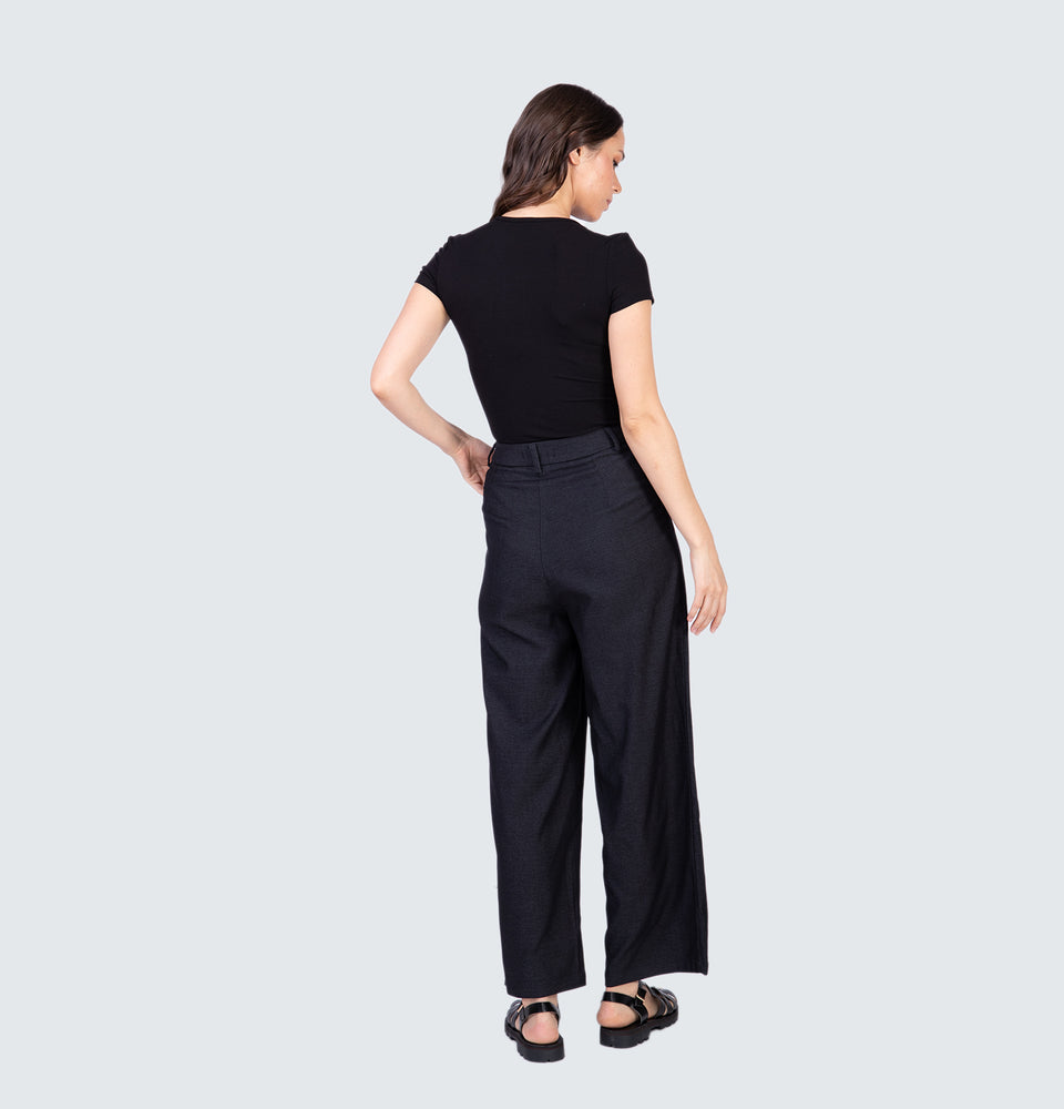 Talia Wide Leg Black Trousers