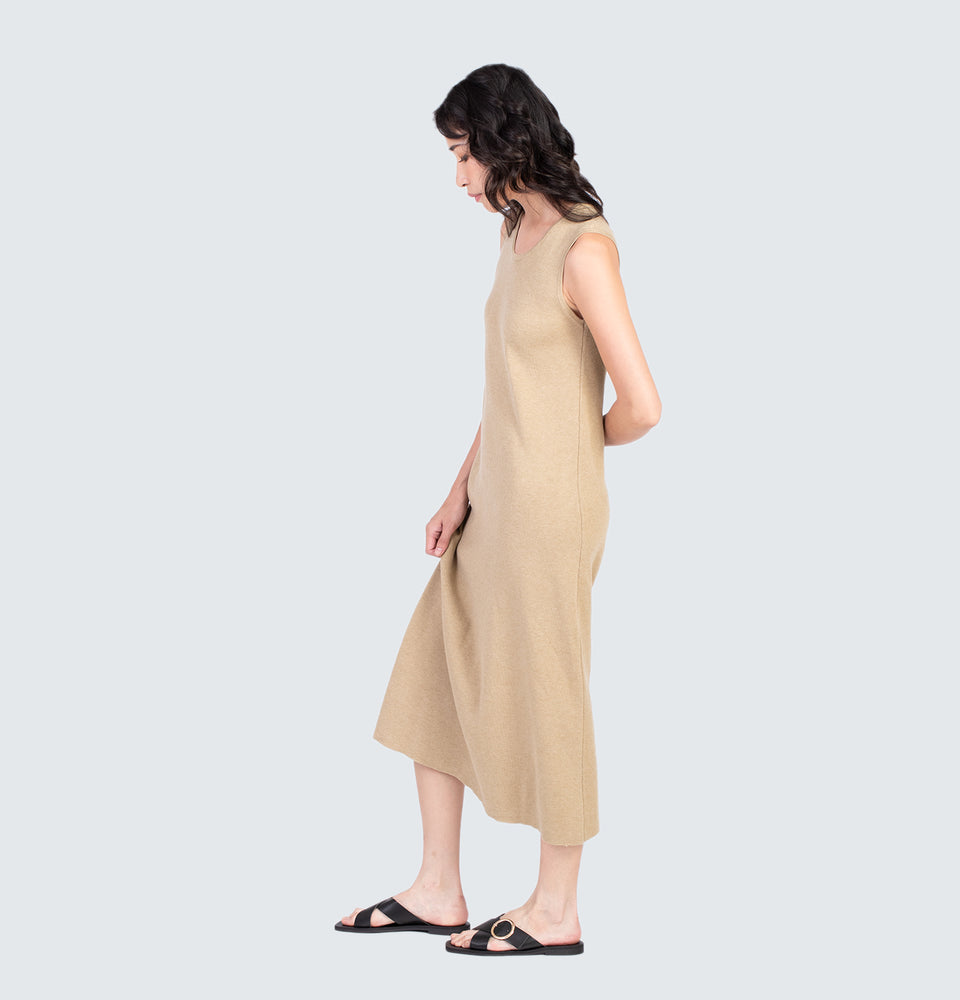 Avery Knitted Maxi Dress Beige