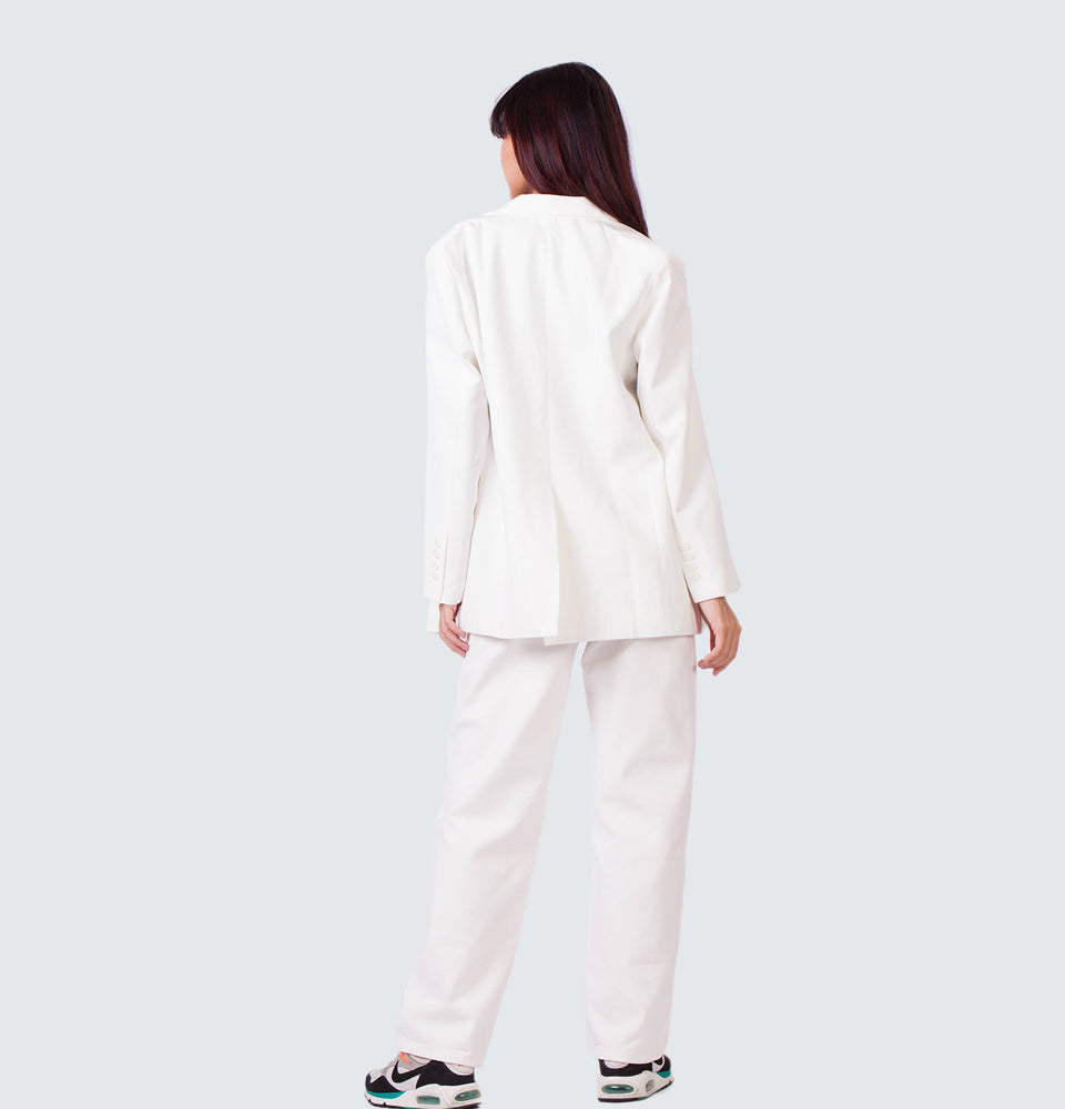 Sadie White Blazer with Shoulder Pads