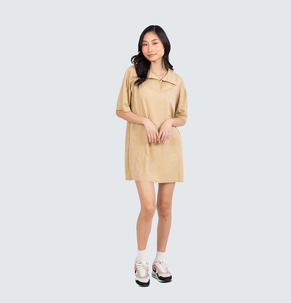 Shortsleeve Collared Dress with Side Pockets