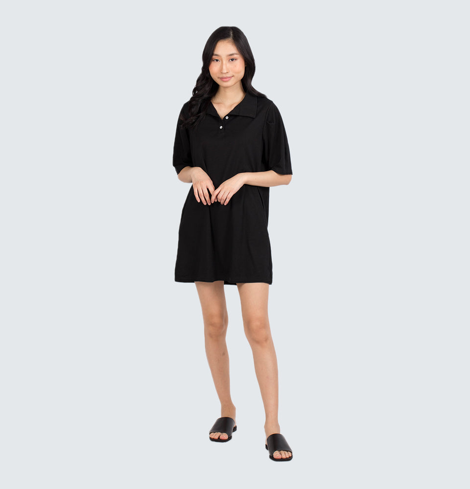 Shortsleeve Collared Dress with Side Pockets