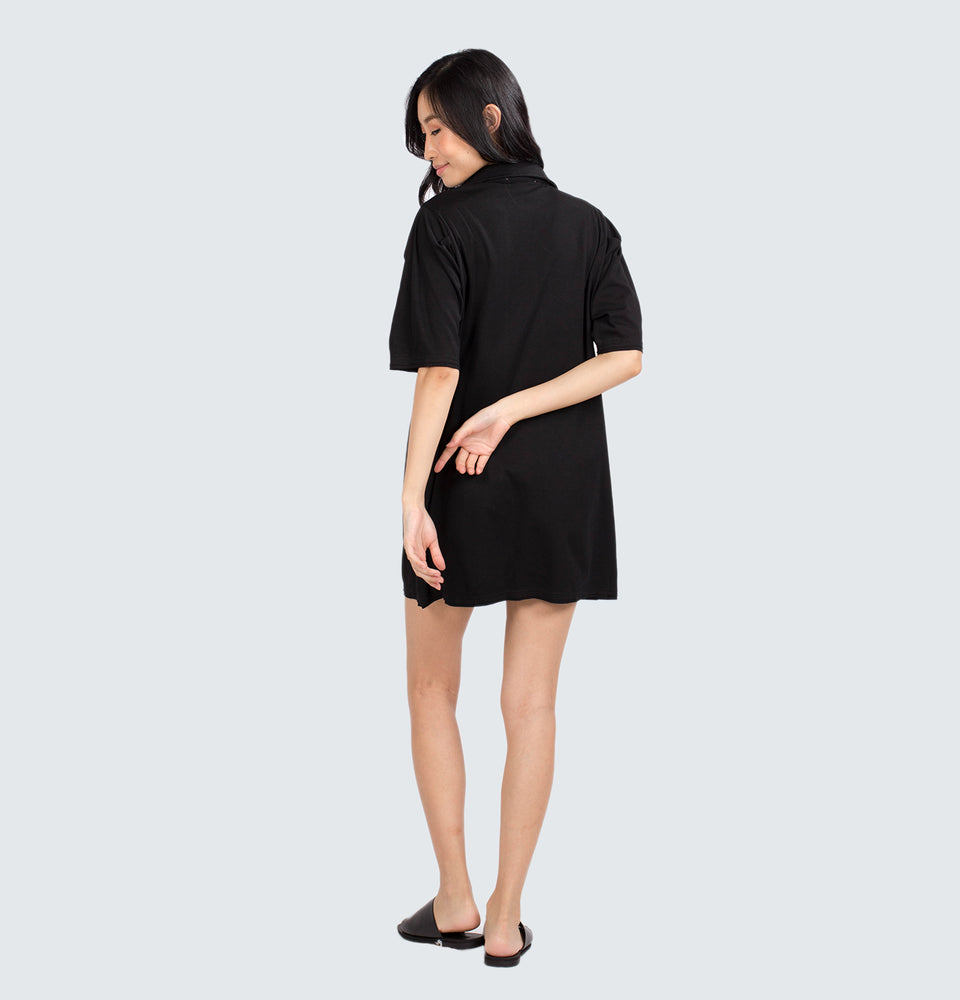 Shortsleeve Collared Dress with Side Pockets