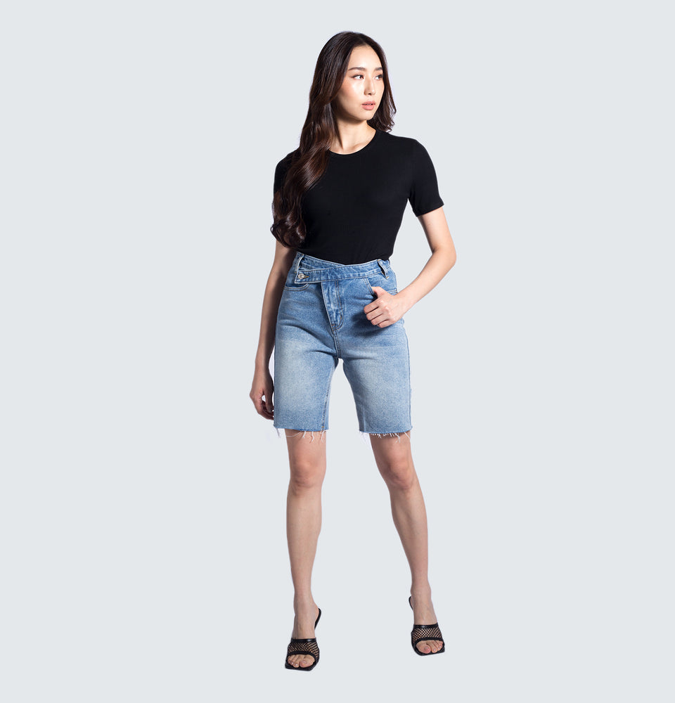Crossed Denim Bermuda Shorts