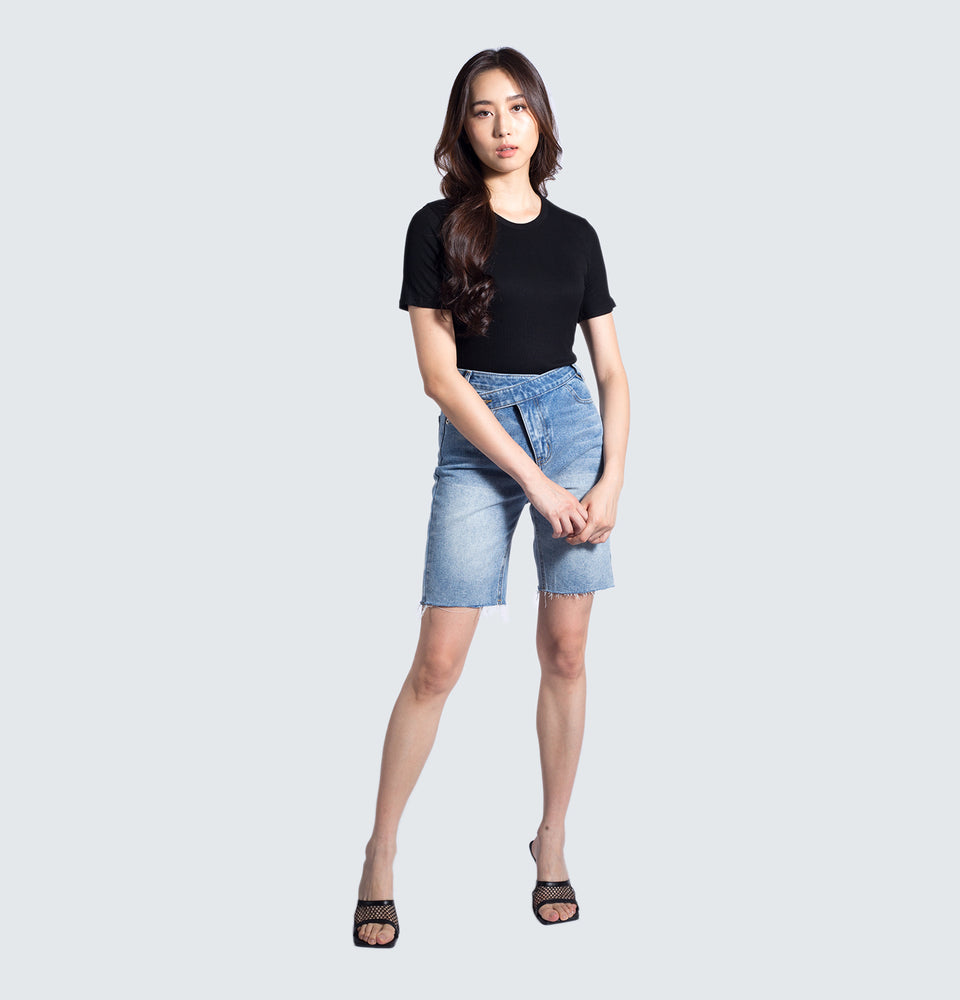 Crossed Denim Bermuda Shorts