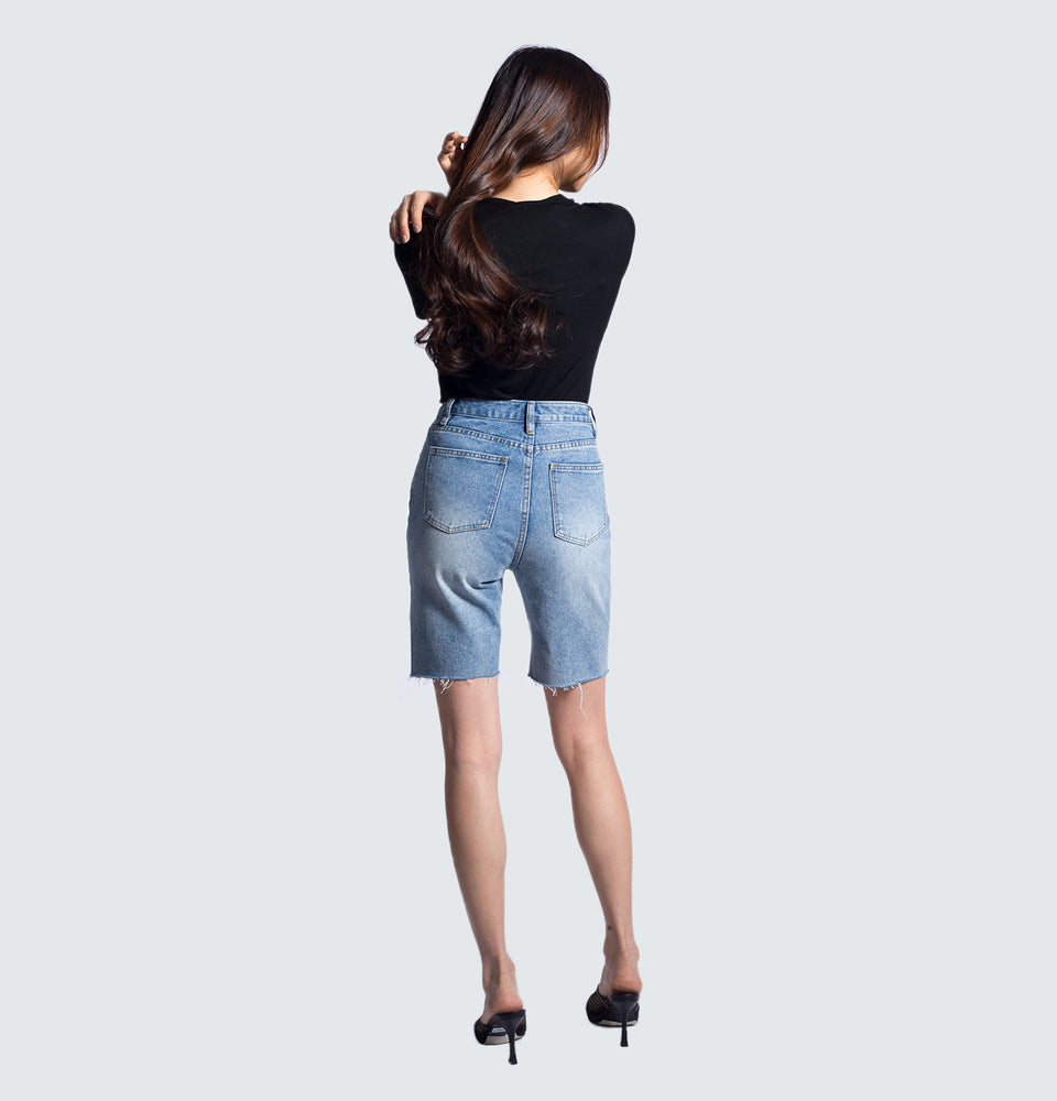 Crossed Denim Bermuda Shorts