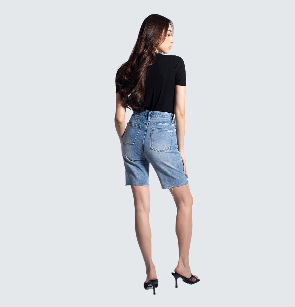 Crossed Denim Bermuda Shorts