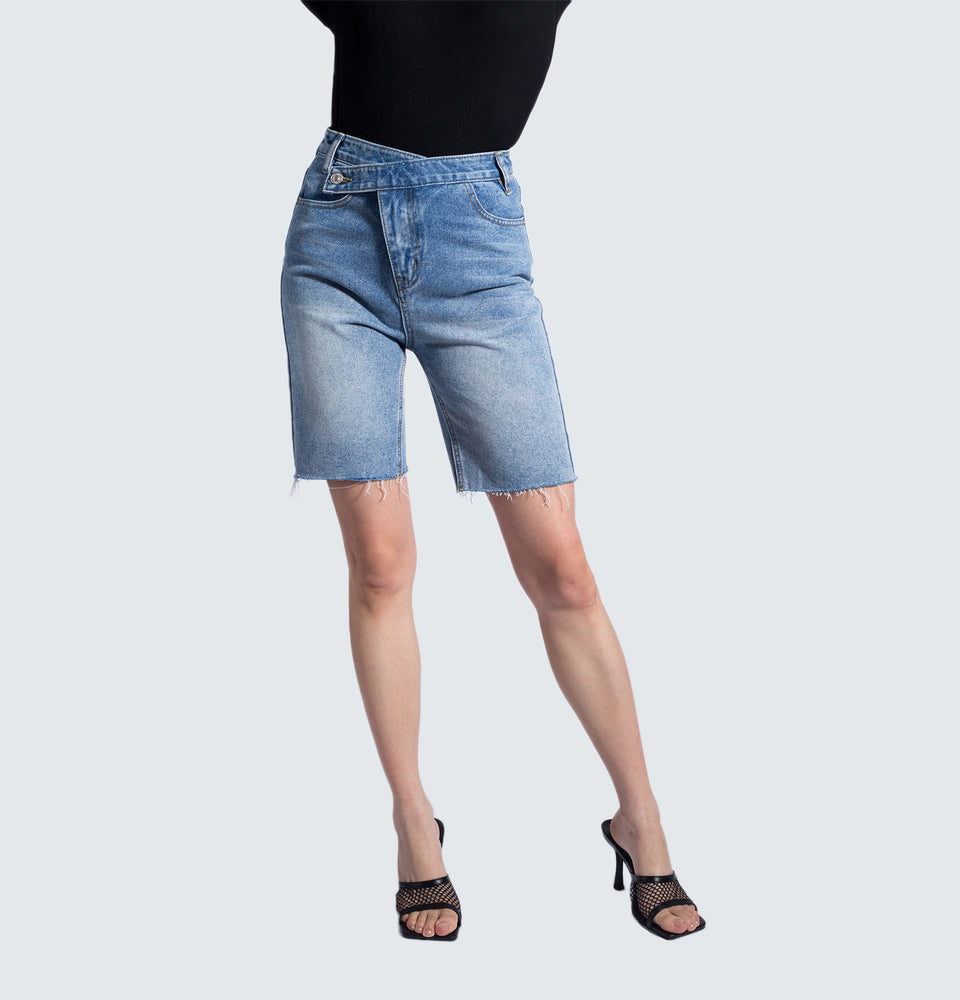 Crossed Denim Bermuda Shorts