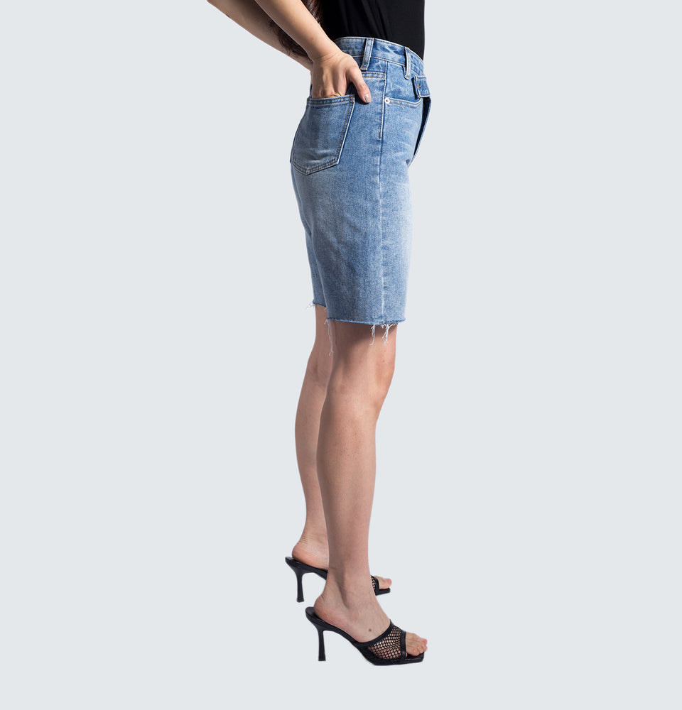 Crossed Denim Bermuda Shorts