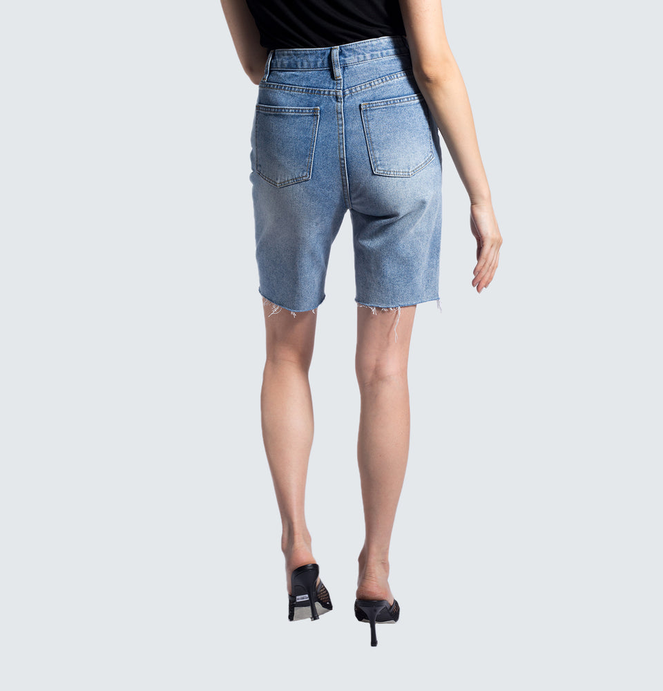 Crossed Denim Bermuda Shorts
