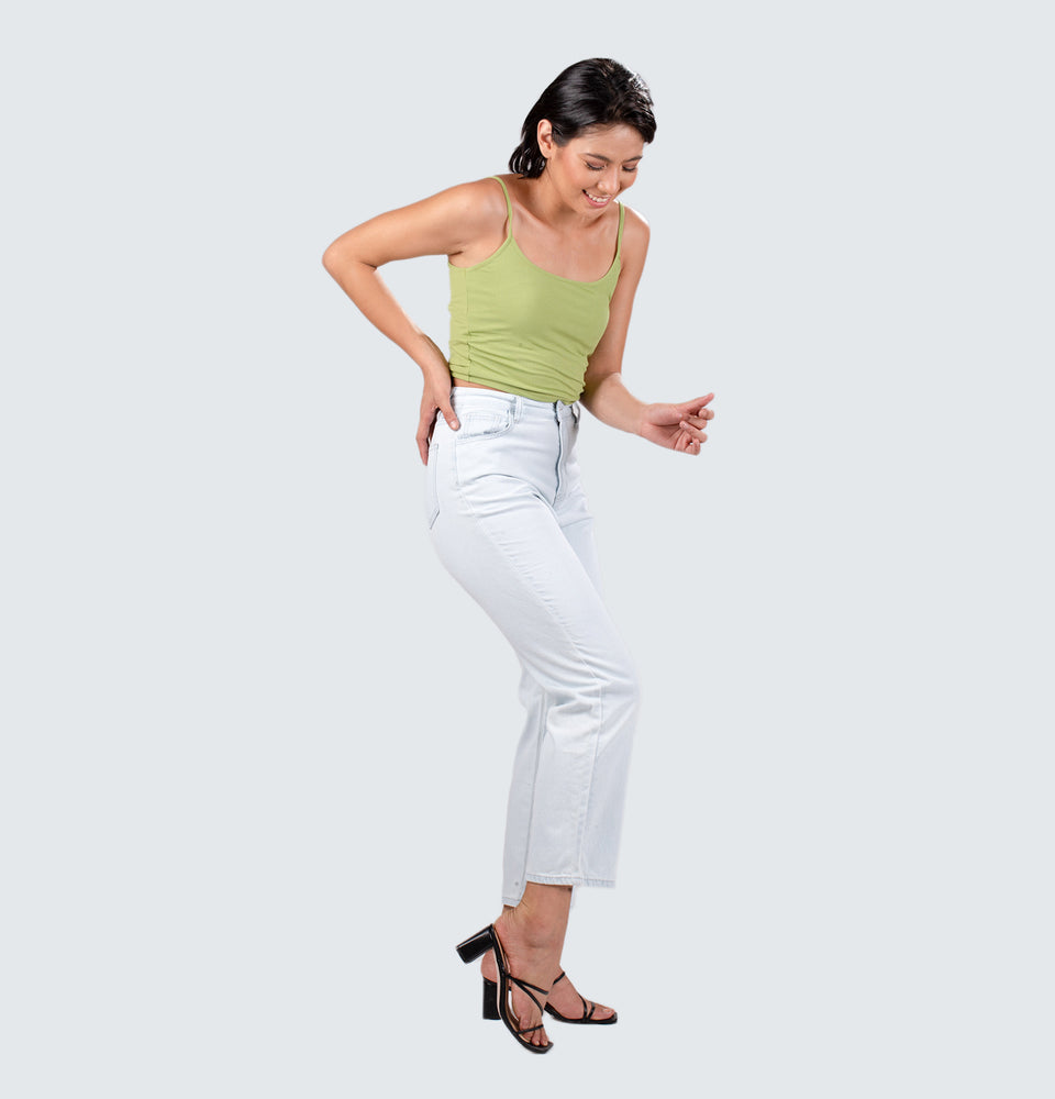 Faded Blue Straight Leg Jeans