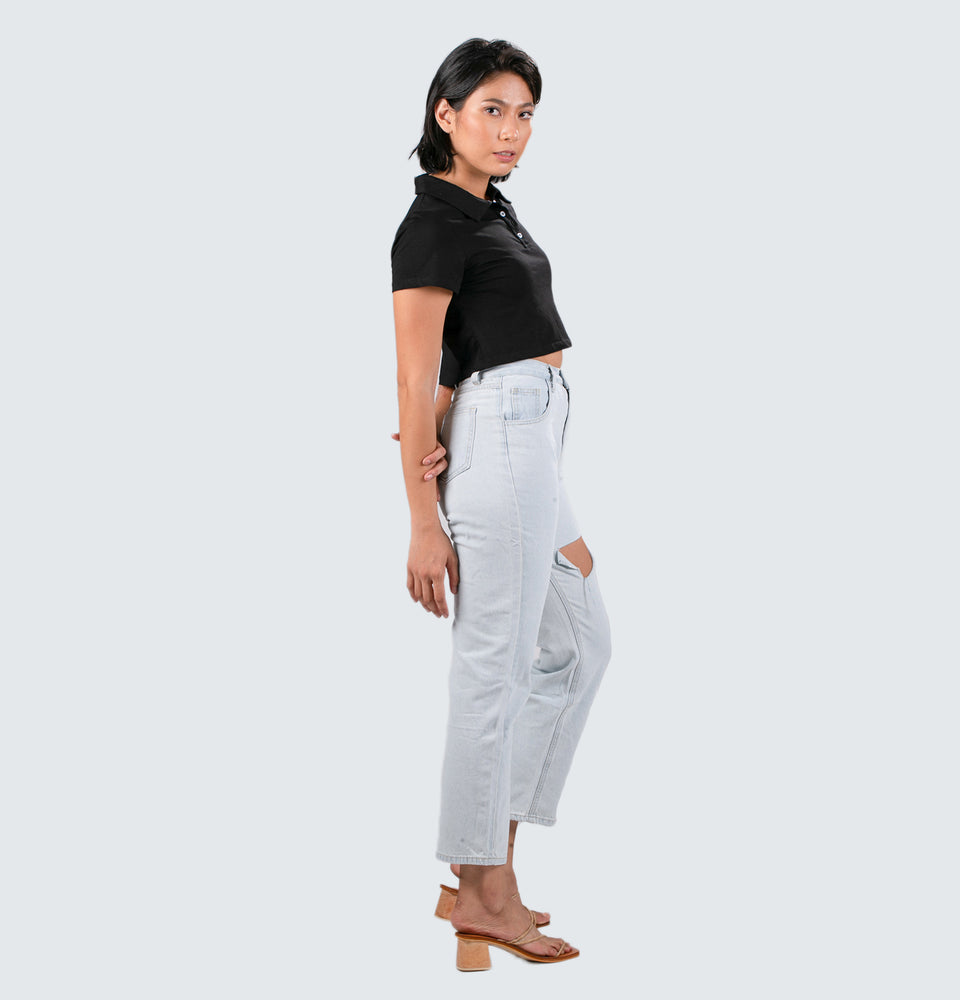 Straight Leg Ripped Jeans