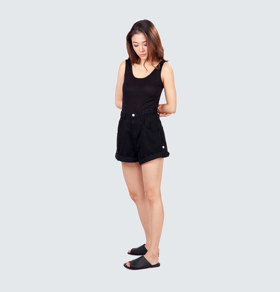 Alexis Mom Fit Baggy Denim Shorts