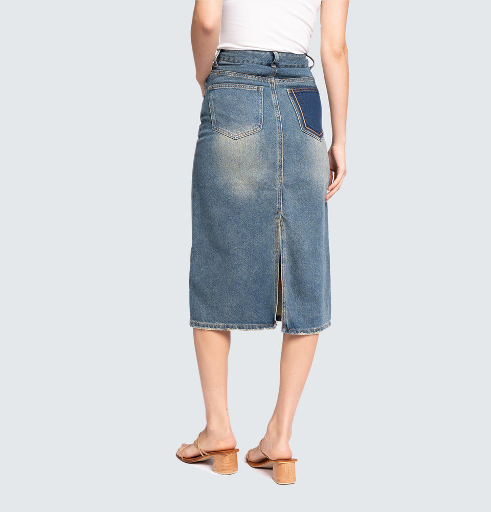 June Denim Midi Skirt