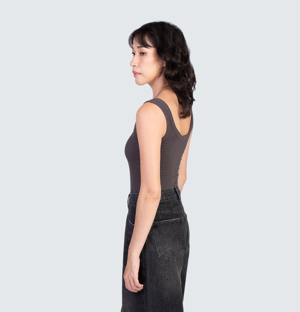 Shea Sleeveless Top with Pads Dark Grey