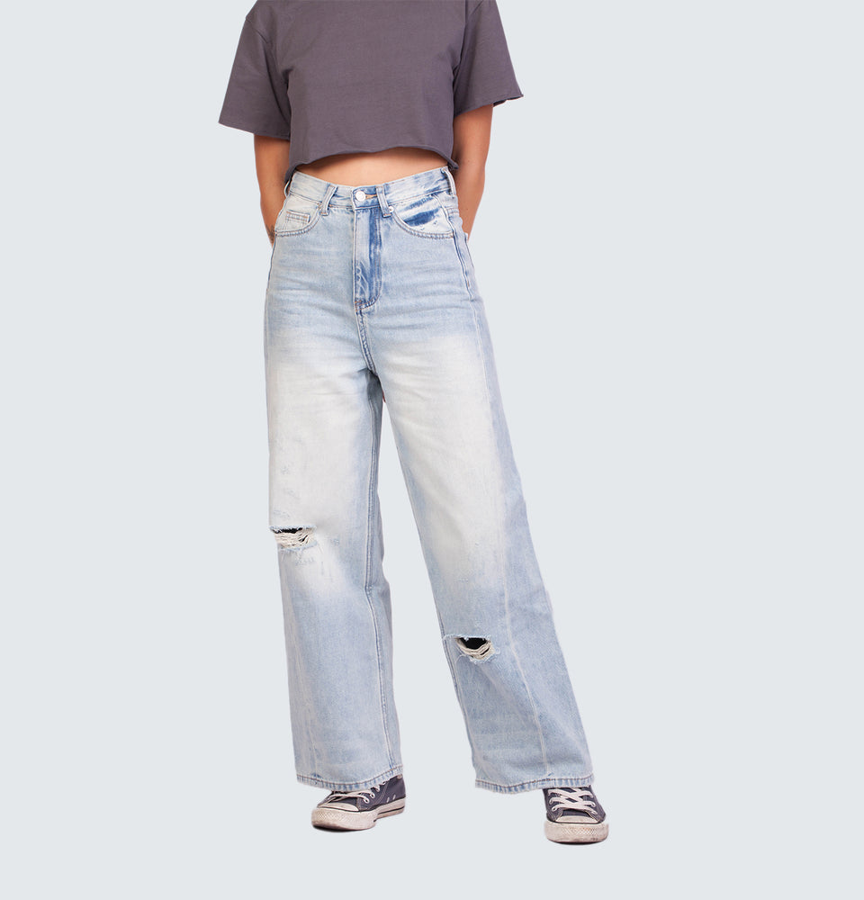Piper Wide Leg Ripped Jeans