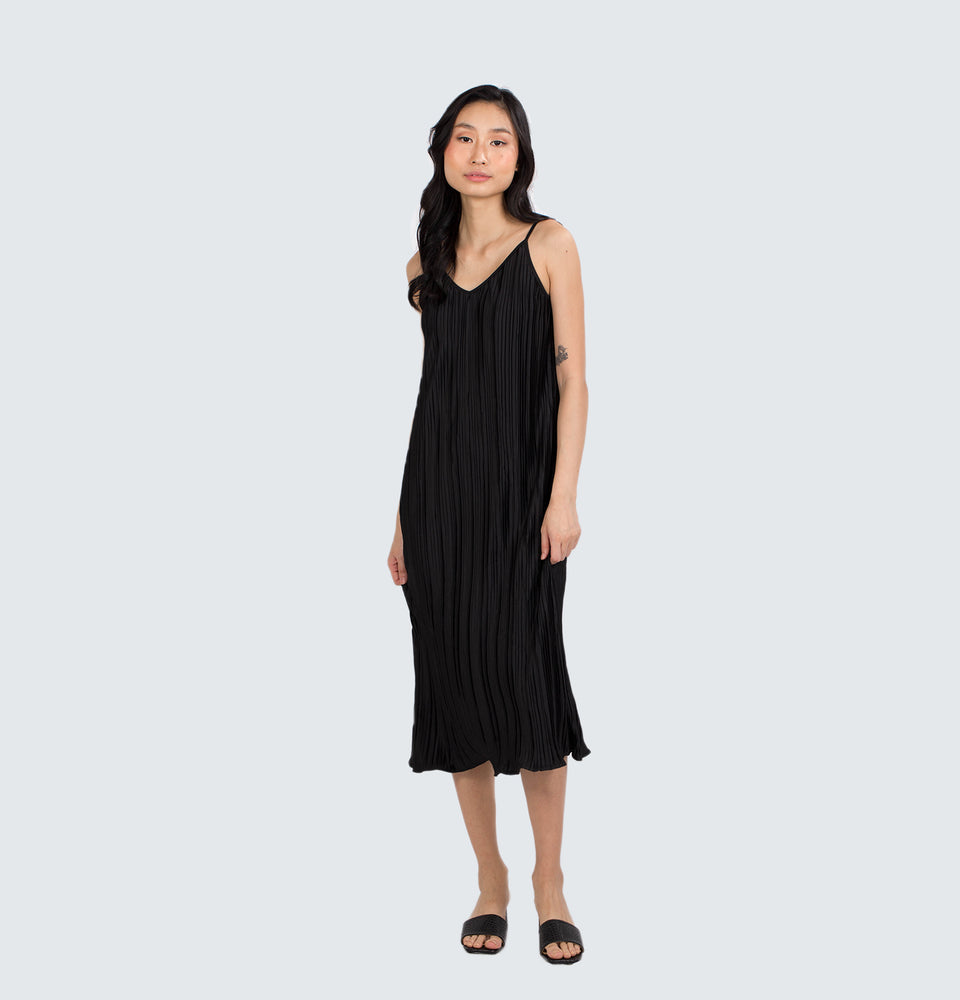 Aya Spaghetti Strap Pleated Dress