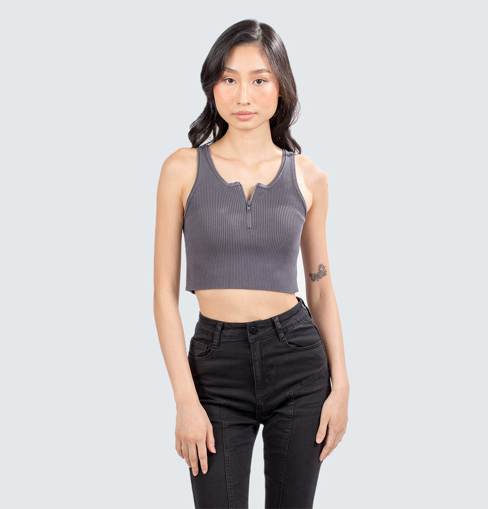 Yara Sleeveless Ribbed Crop Top