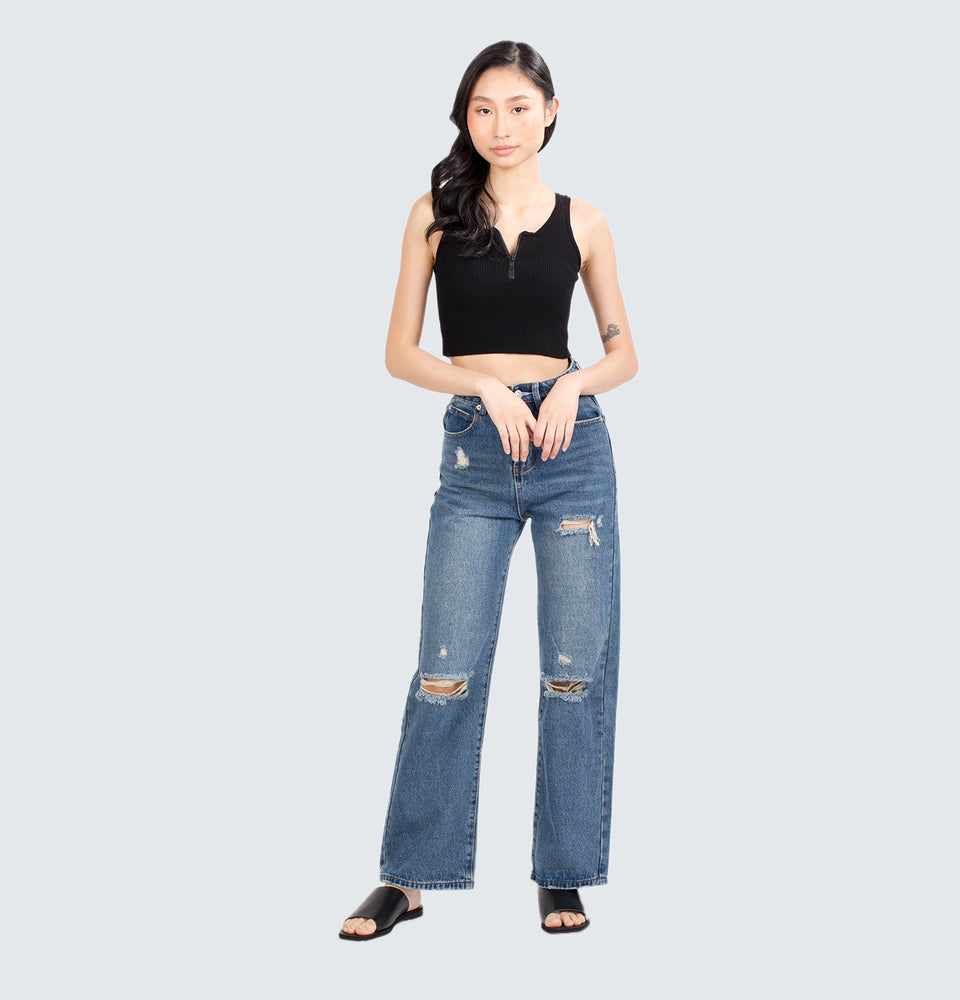 Harlee Ripped Straight Leg Jeans