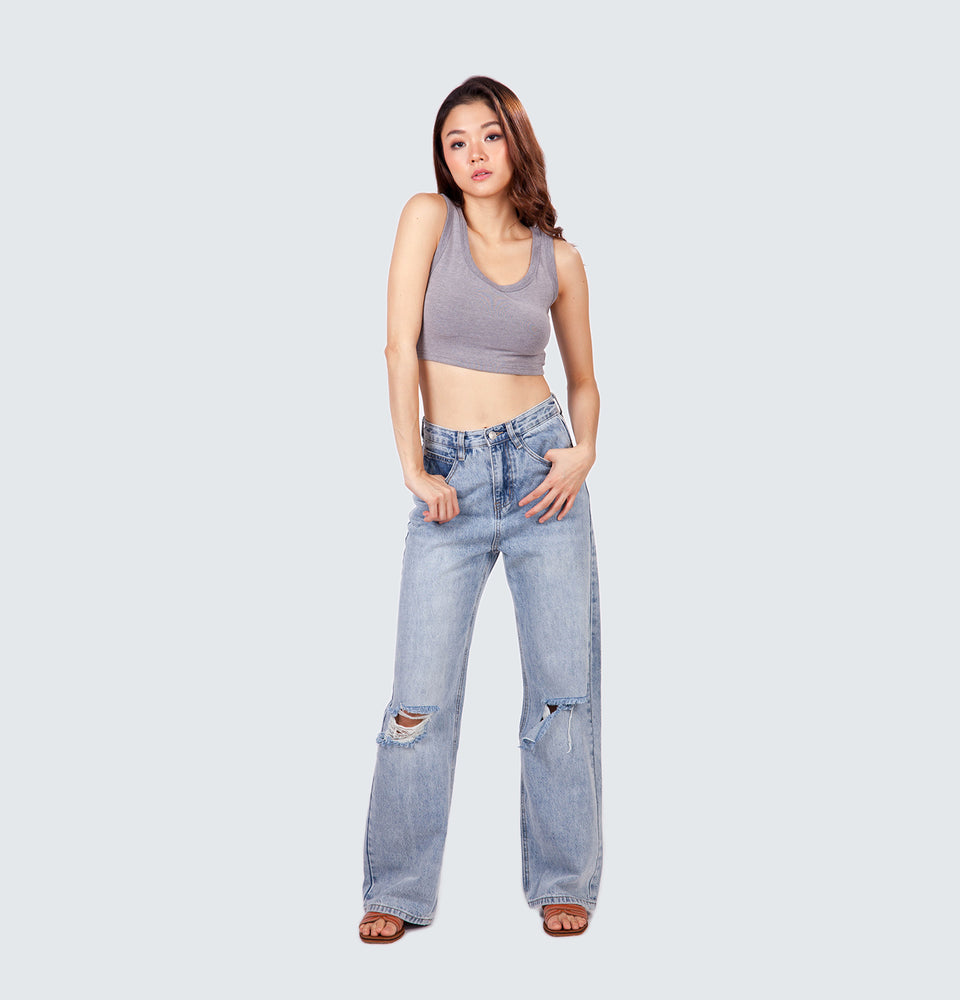 Piper Wide Leg Ripped Jeans – Mantou Clothing